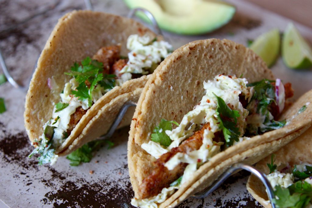 Fish Tacos with Spicy Cilantro Lime Slaw • Good Thyme Kitchen