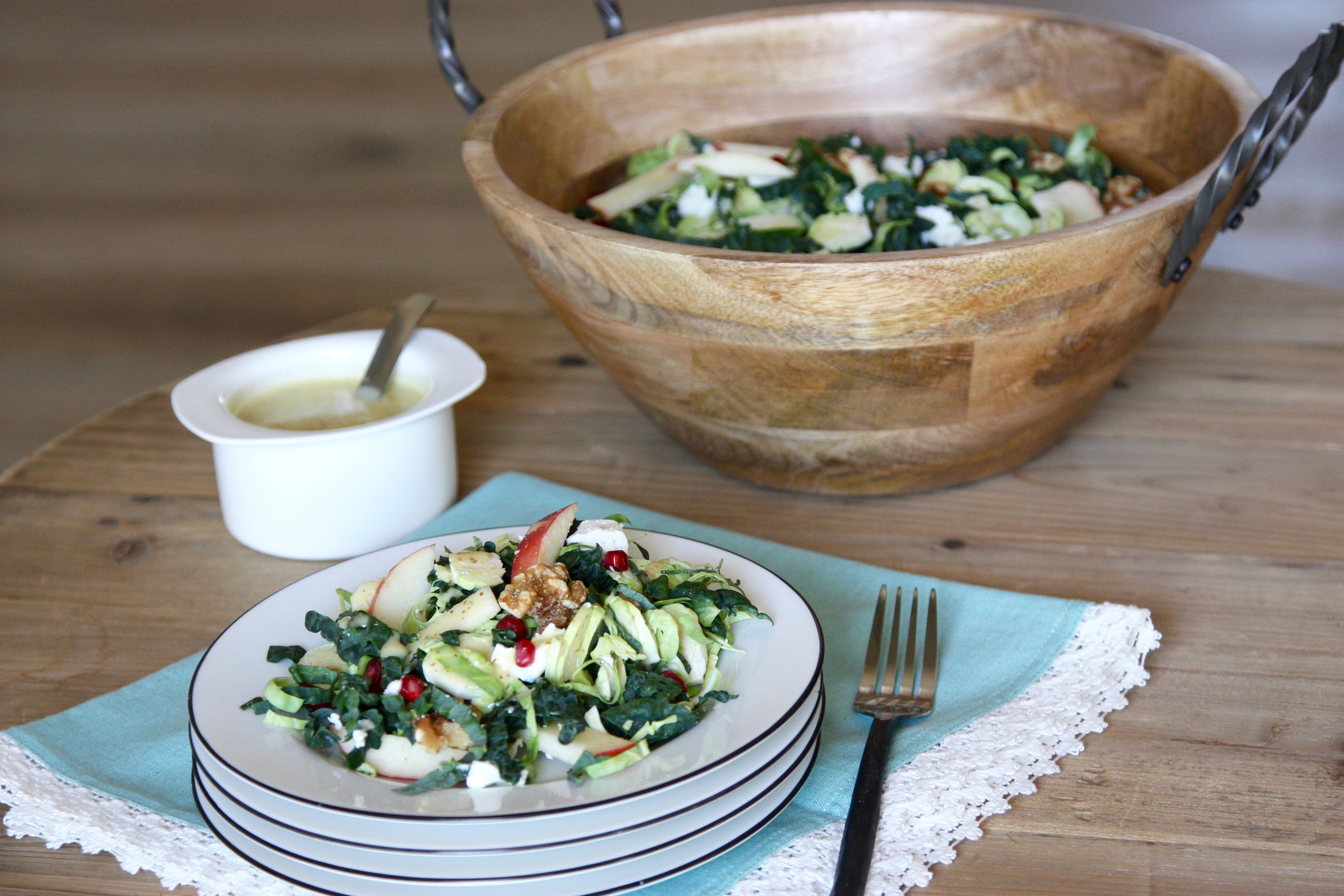 Brussels Sprout & Kale Harvest Salad • Good Thyme Kitchen