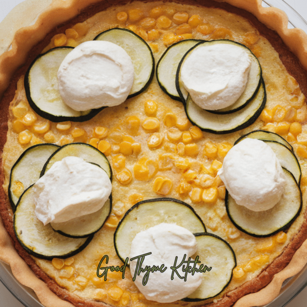 Crustless quiche with sweet corn, zucchini and ricotta