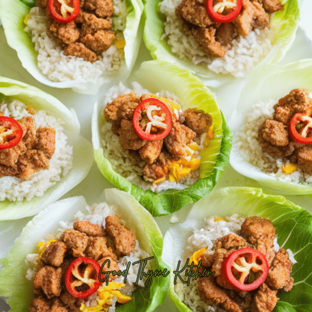 Chicken and Cauliflower Rice Lettuce Cups
